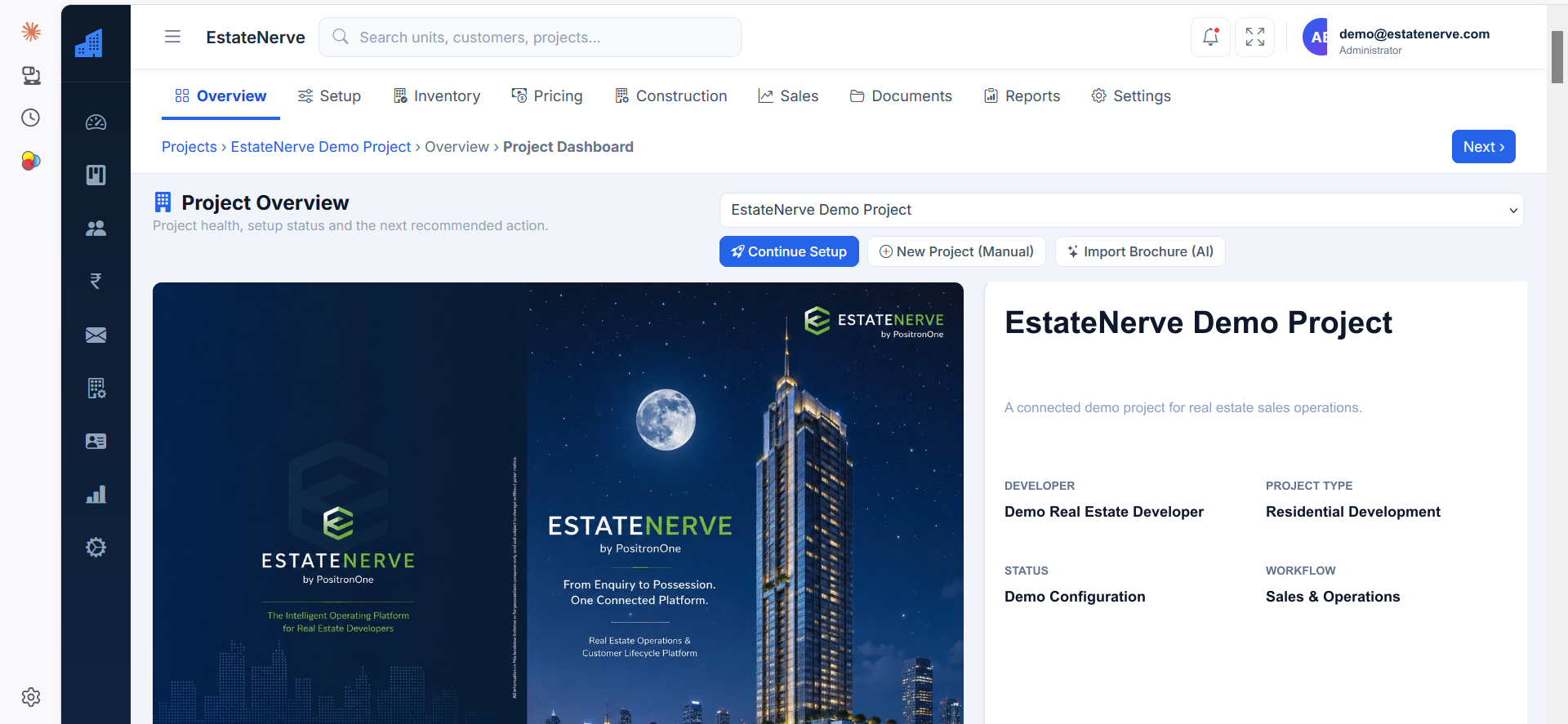 EstateNerve project operations dashboard built for real estate developers